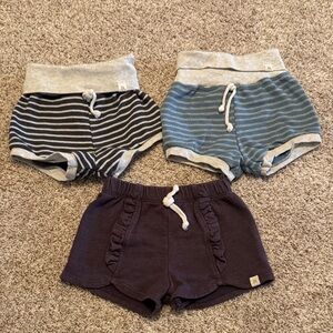 Striped and Solid Kids Shorts Set